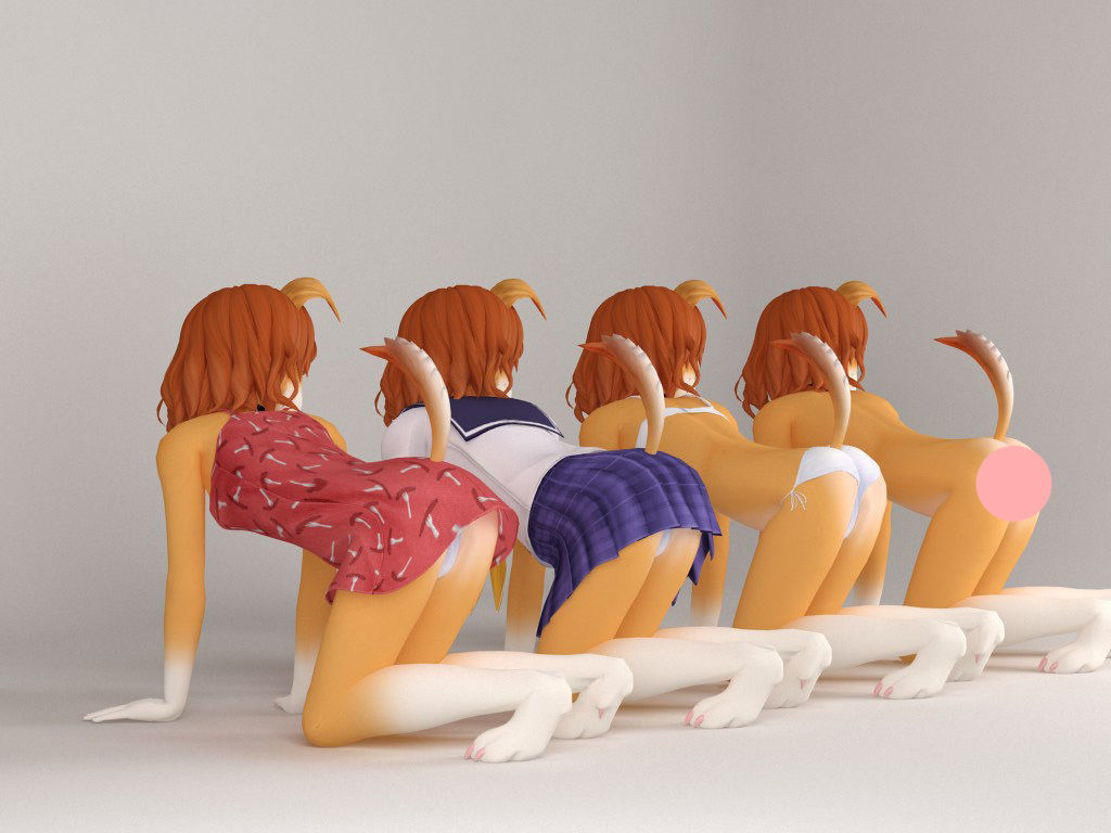 Inuko anime creature pose 02 3D model_5