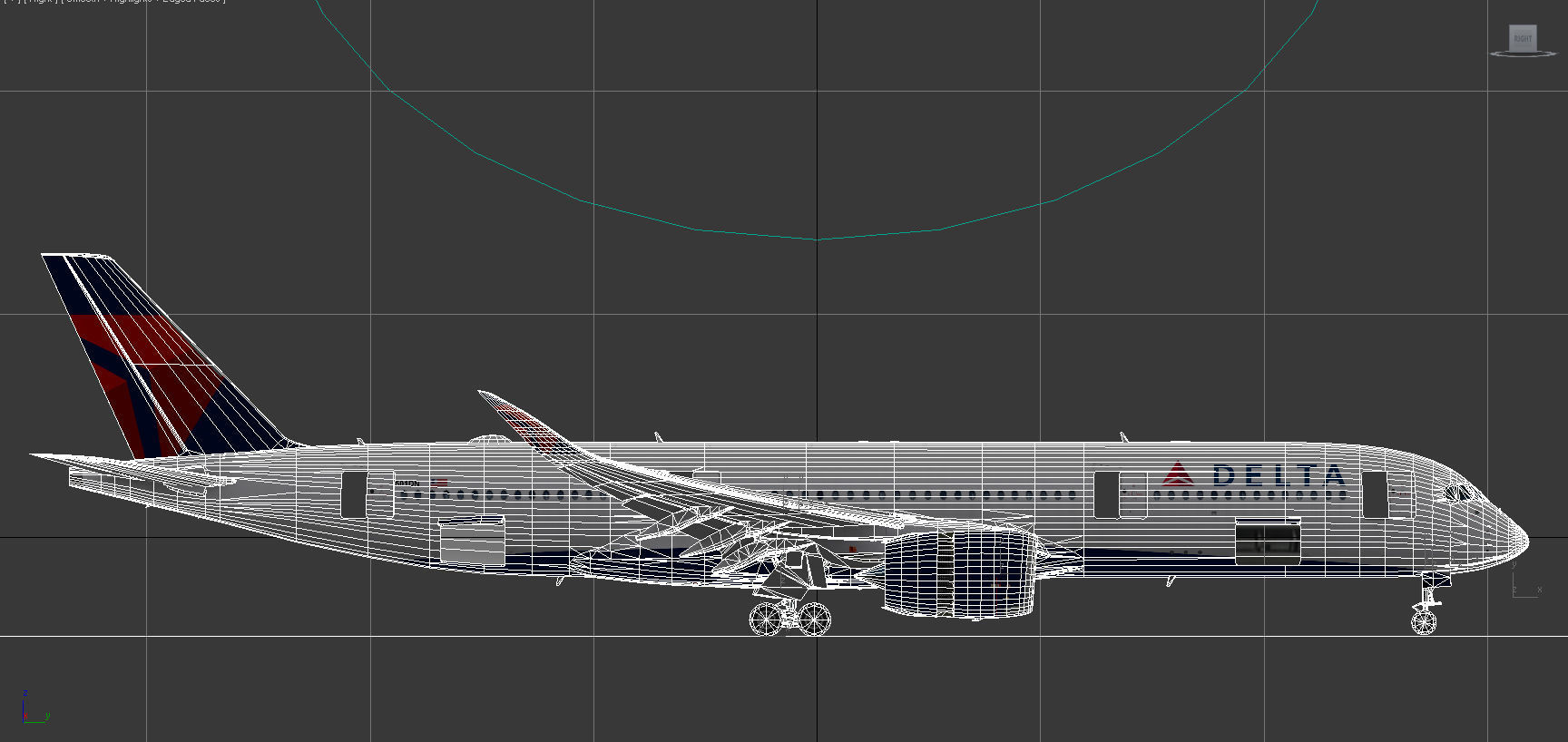 Airbus A350-900 XWB Delta airlnes Ext 1 Low-poly 3D model_20