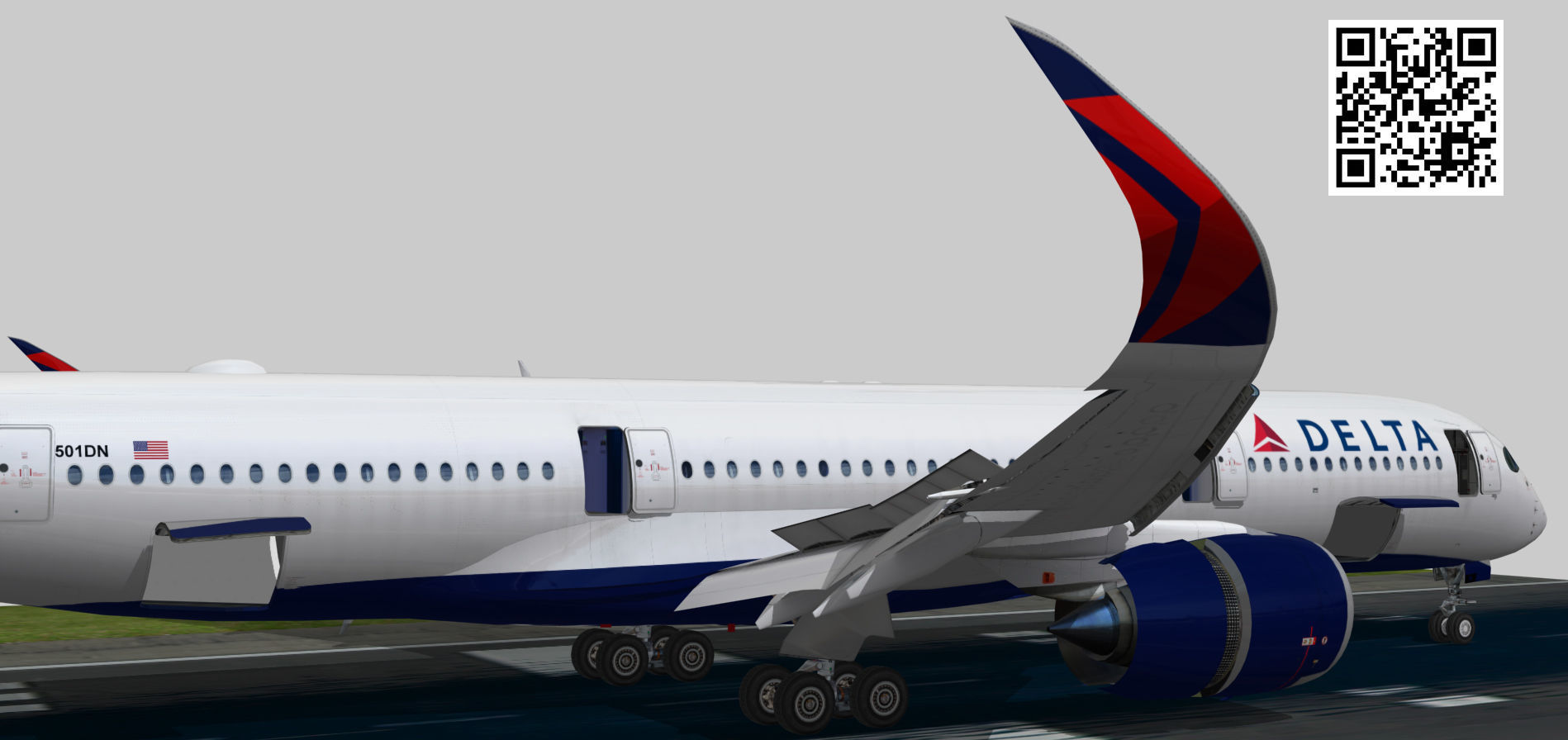 Airbus A350-900 XWB Delta airlnes Ext 1 Low-poly 3D model_12