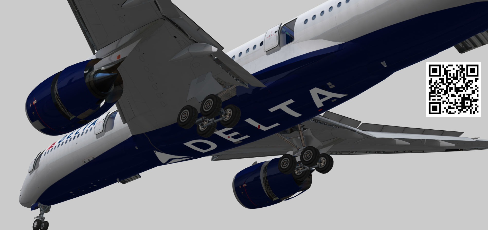 Airbus A350-900 XWB Delta airlnes Ext 1 Low-poly 3D model_10