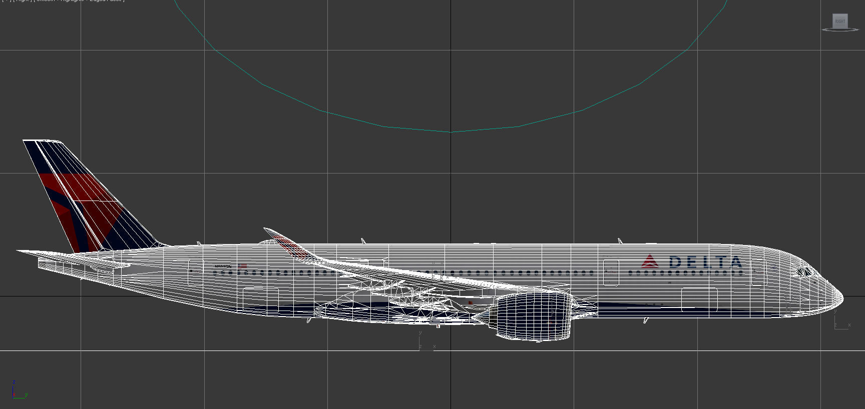 Airbus A350-900 XWB Delta airlnes Ext 1 Low-poly 3D model_21