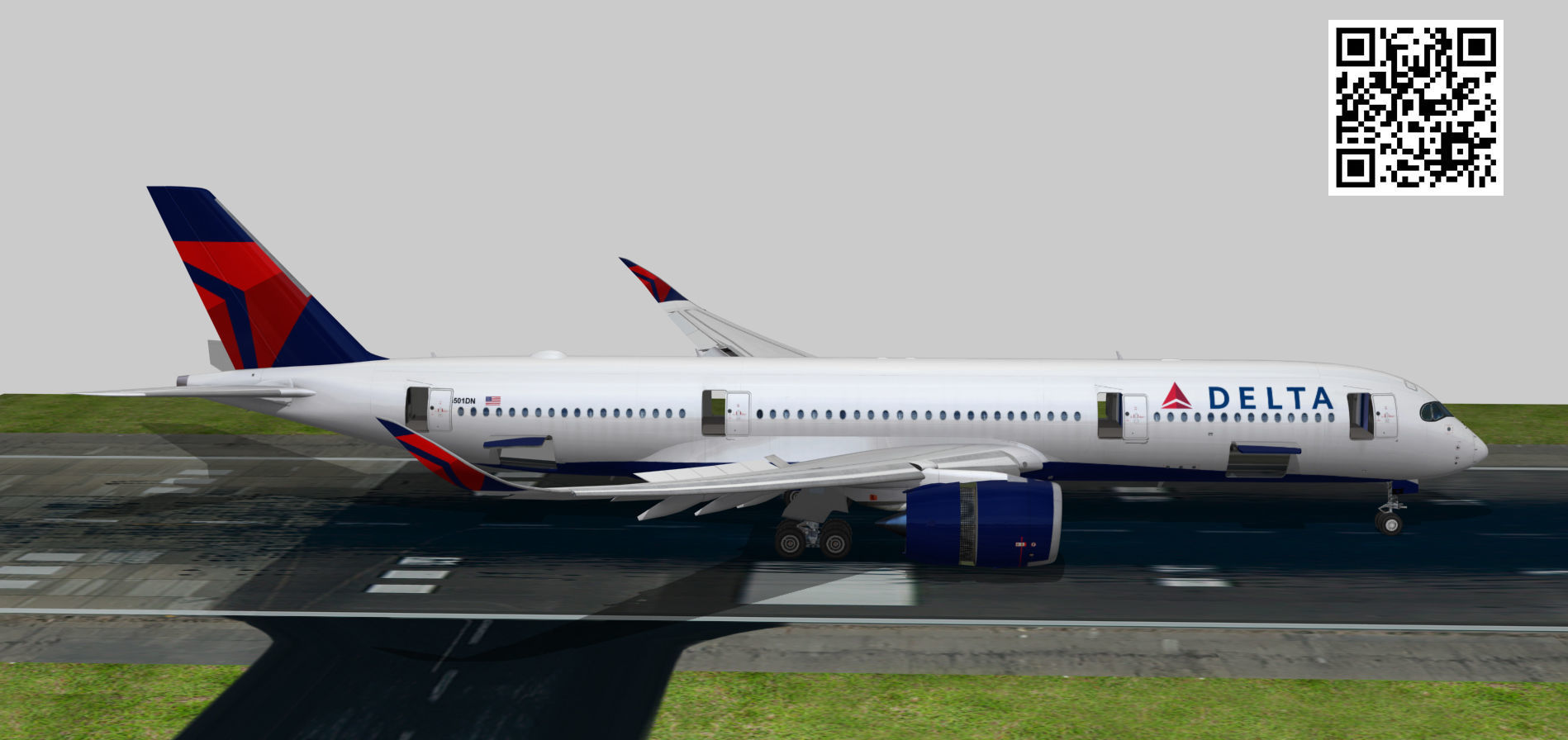 Airbus A350-900 XWB Delta airlnes Ext 1 Low-poly 3D model_9