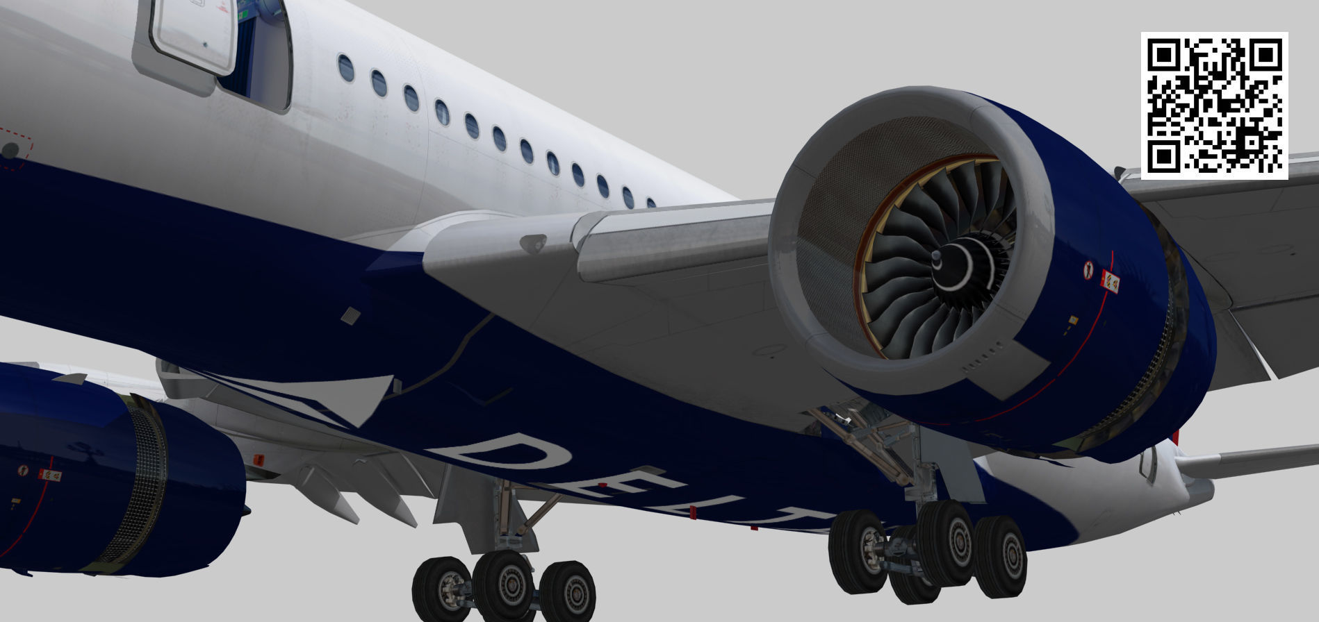 Airbus A350-900 XWB Delta airlnes Ext 1 Low-poly 3D model_13