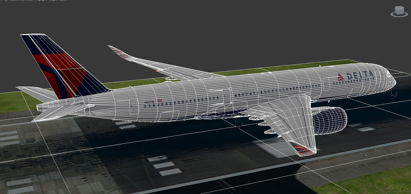 Airbus A350-900 XWB Delta airlnes Ext 1 Low-poly 3D model_17