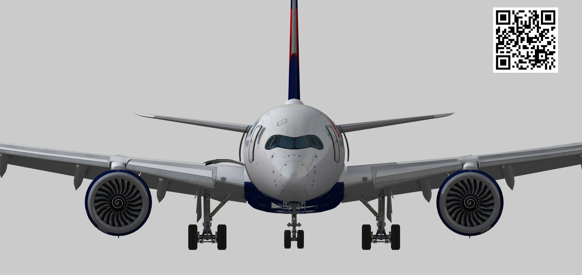 Airbus A350-900 XWB Delta airlnes Ext 1 Low-poly 3D model_3