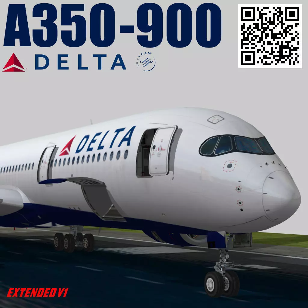 Airbus A350-900 XWB Delta airlnes Ext 1 Low-poly 3D model_0