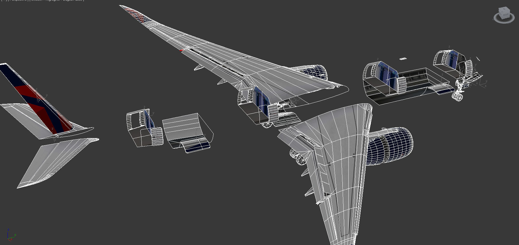 Airbus A350-900 XWB Delta airlnes Ext 1 Low-poly 3D model_18