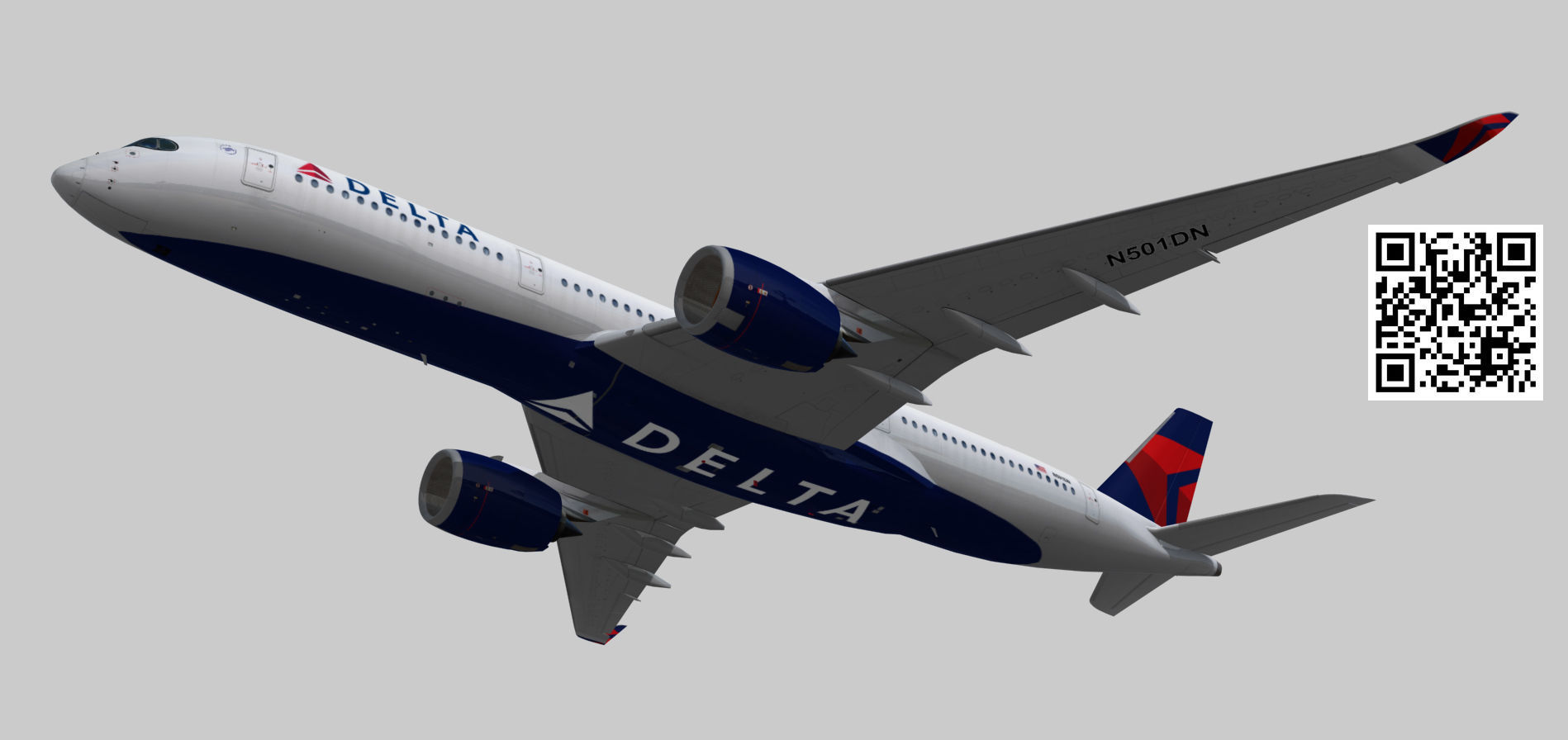Airbus A350-900 XWB Delta airlnes Ext 1 Low-poly 3D model_6
