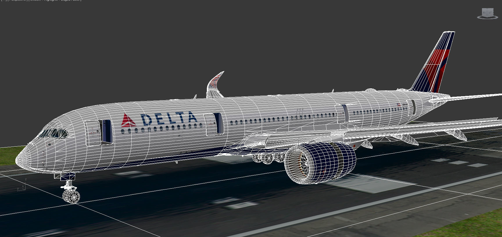 Airbus A350-900 XWB Delta airlnes Ext 1 Low-poly 3D model_19