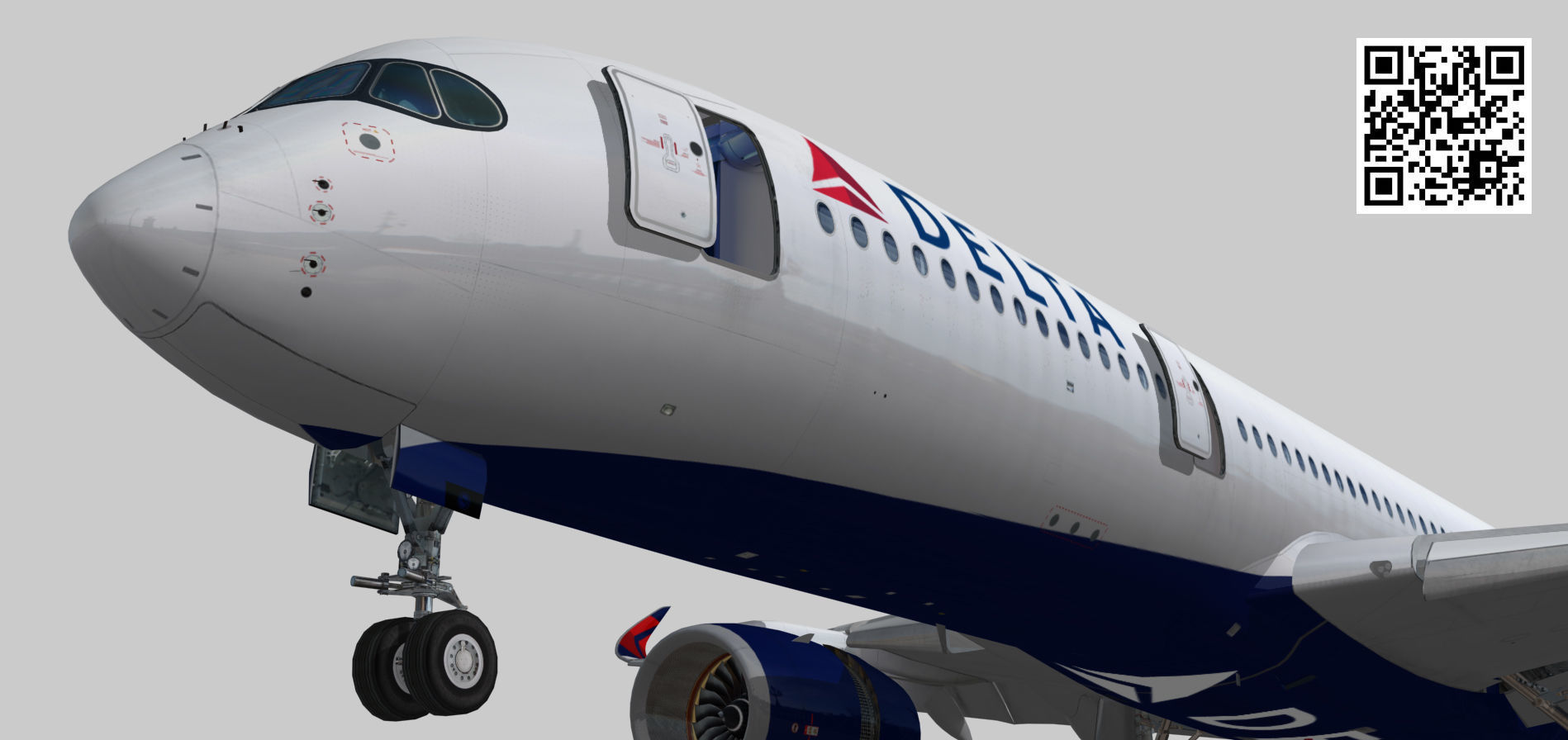 Airbus A350-900 XWB Delta airlnes Ext 1 Low-poly 3D model_2