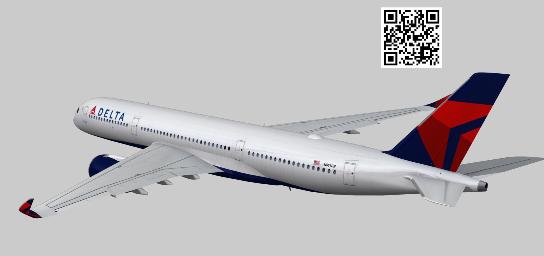 Airbus A350-900 XWB Delta airlnes Ext 1 Low-poly 3D model_8