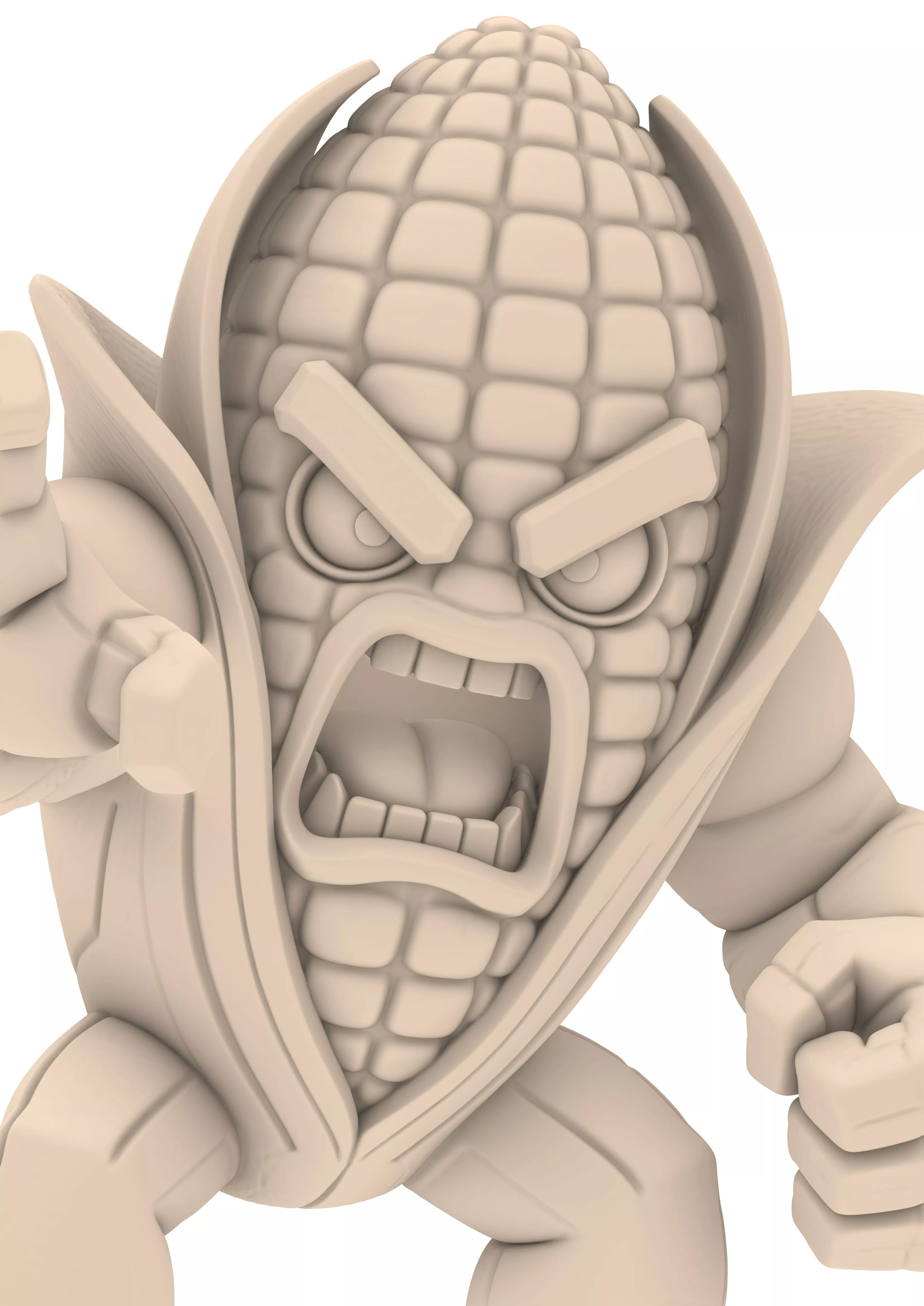 Angry Corn Monster Cartoon Creature Mais Monster 3D print model
