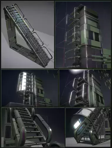 Futuristic Ladders and Stairs Package Green Version
