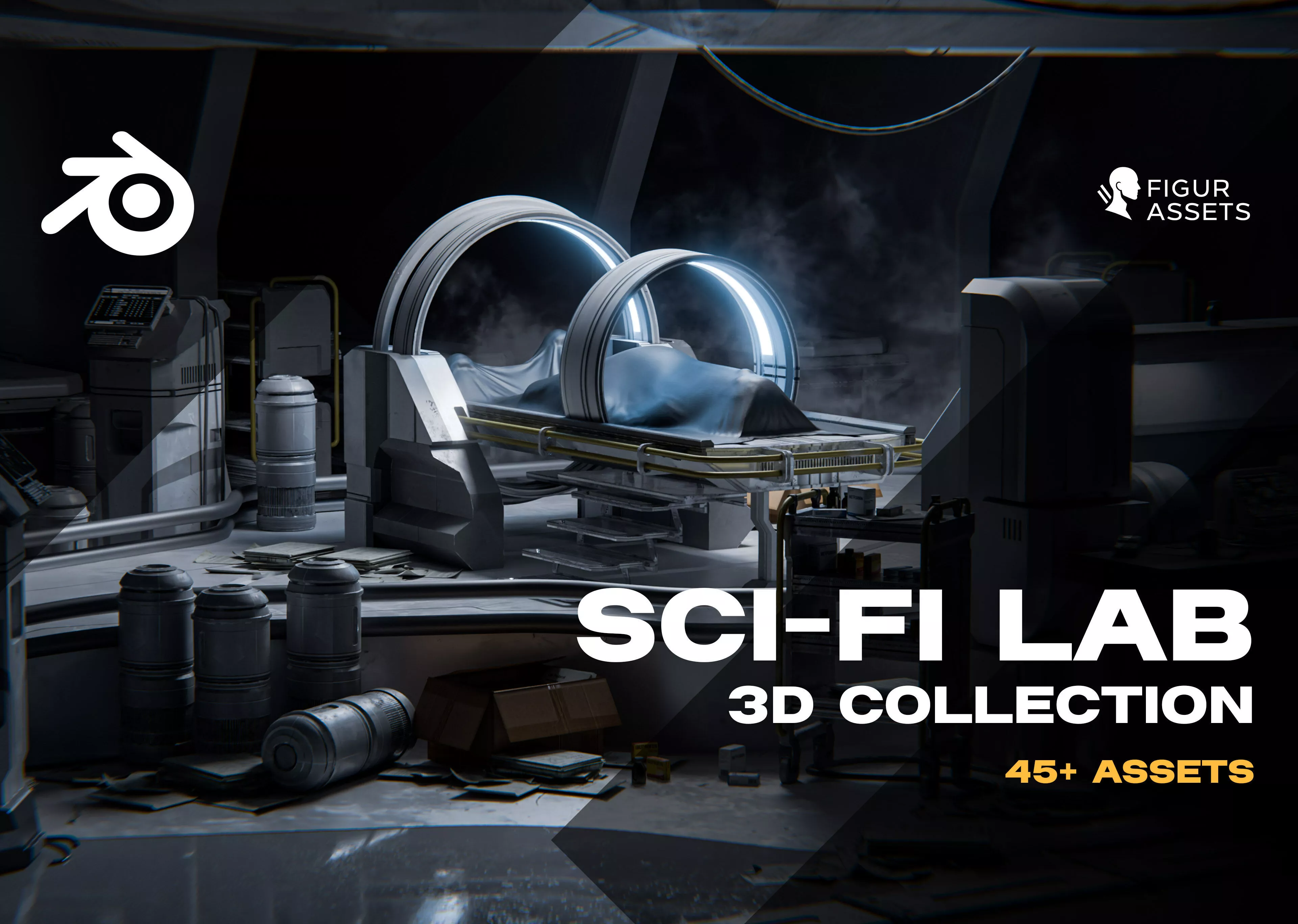 Sci Fi Research Laboratory - Prop Pack - Blender Low-poly 3D model