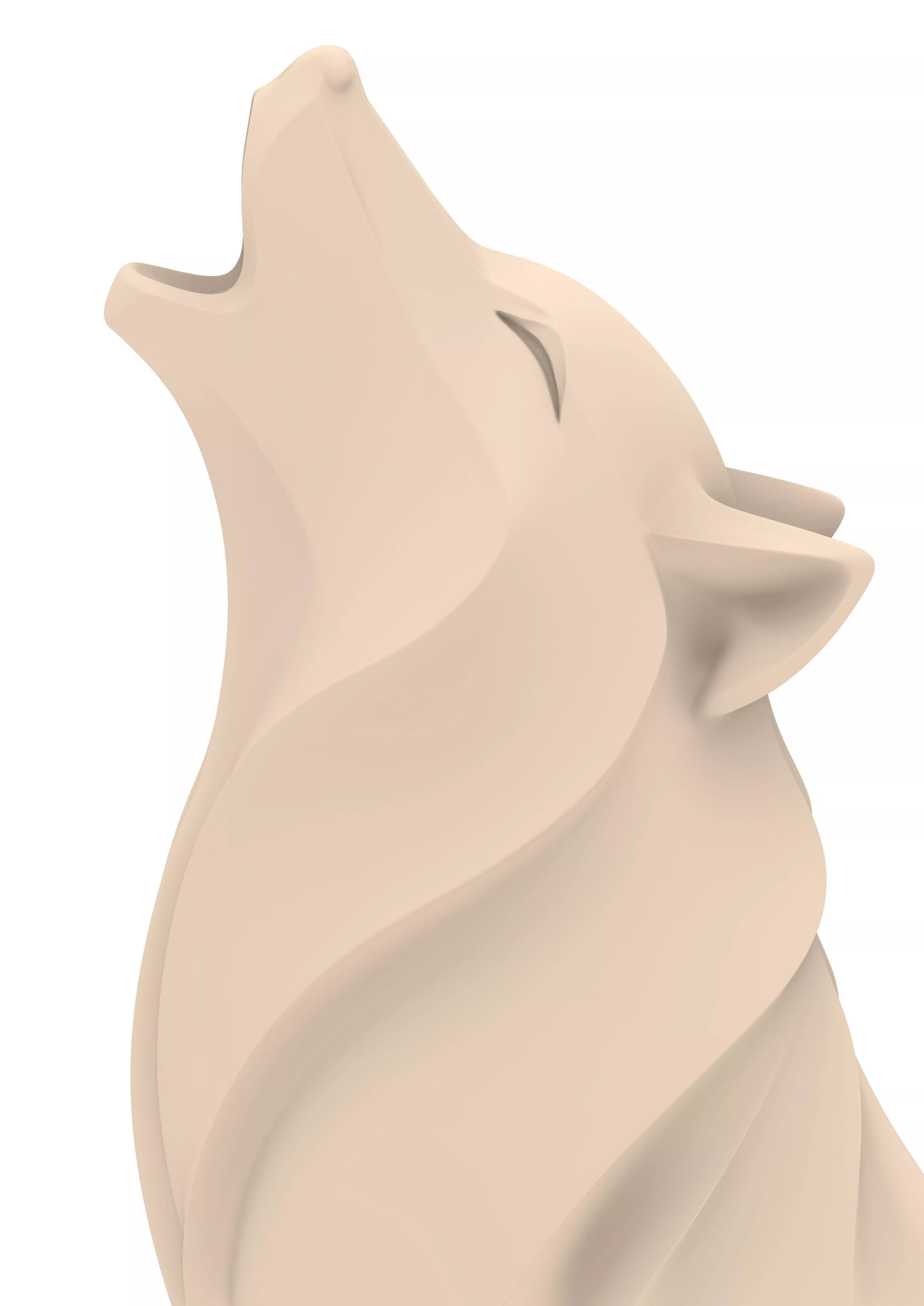 Howling Minimalist Wolf Sculpture STL Skulptur 3D print model