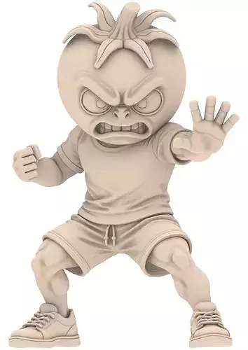 Angry Tomato Vegetable Fighter STL 3D print model 3