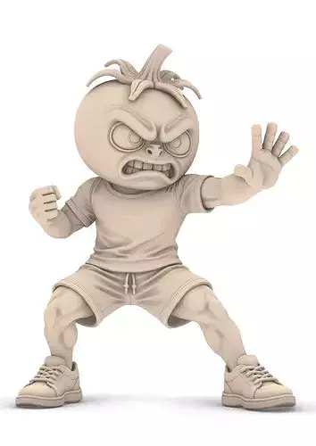 Angry Tomato Vegetable Fighter STL 3D print model 5