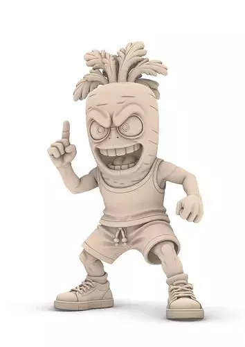 Crazy Carrot Vegetable Fighter STL Karotten  3D print model 6