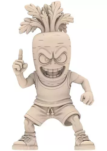 Crazy Carrot Vegetable Fighter STL Karotten  3D print model 2