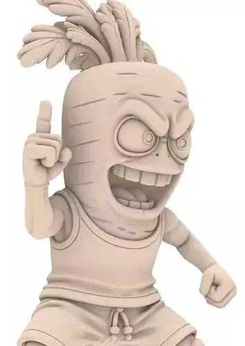 Crazy Carrot Vegetable Fighter STL Karotten  3D print model 4