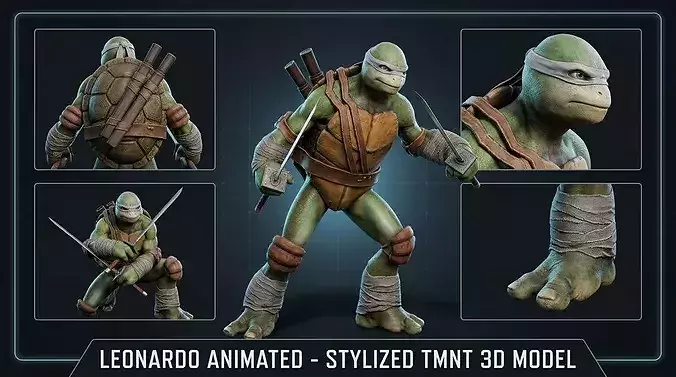 Leonardo Animated 3D Model Ninja Turtle 
