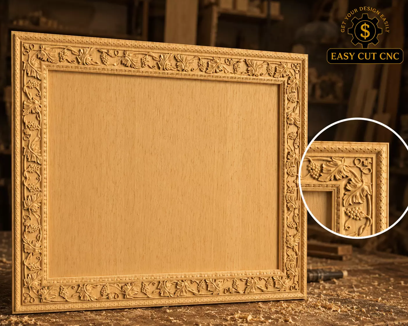 Vine Grape CNC Decorative Frame 3D model