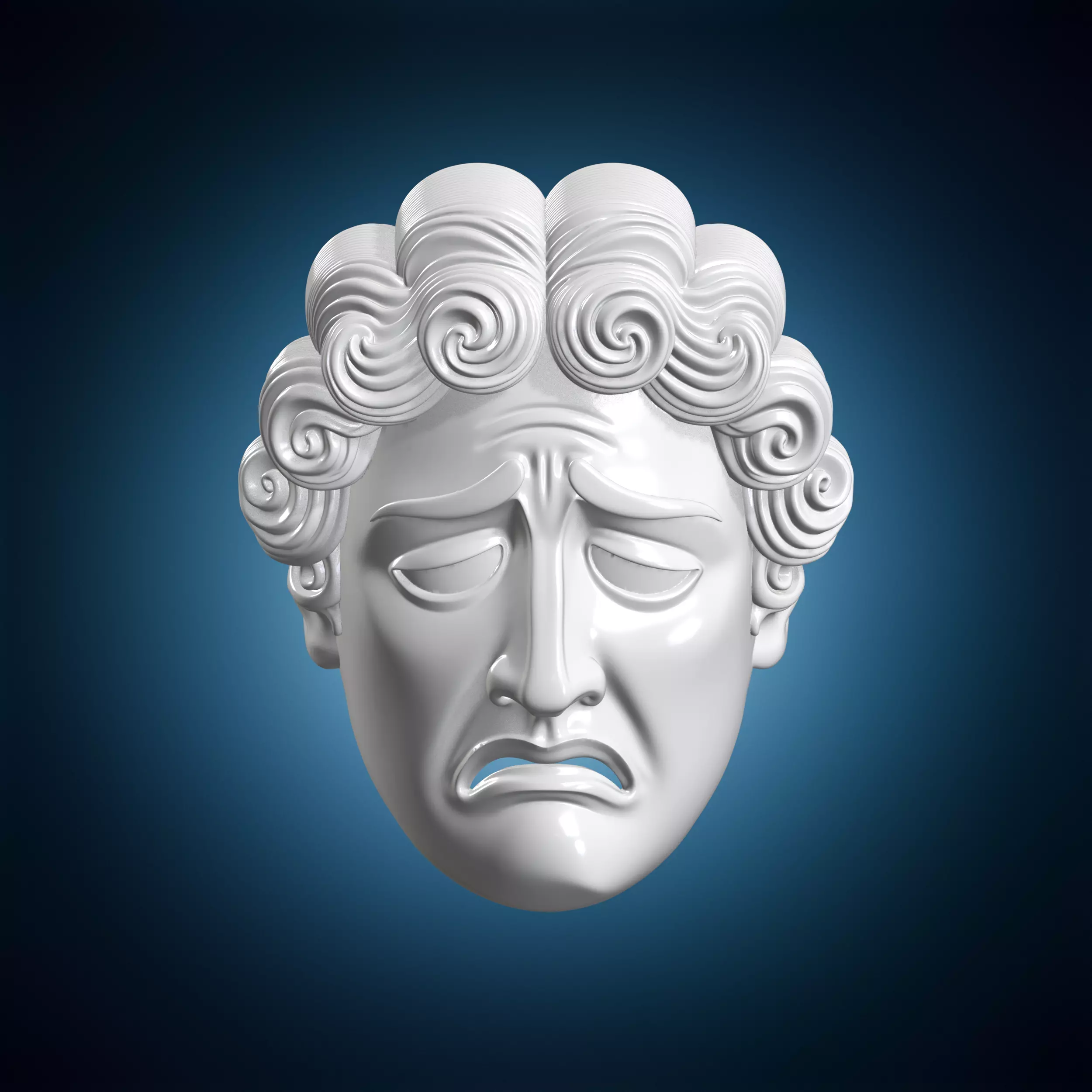 Ancient Greek Tragedy Mask 3D Print Model 3D print model