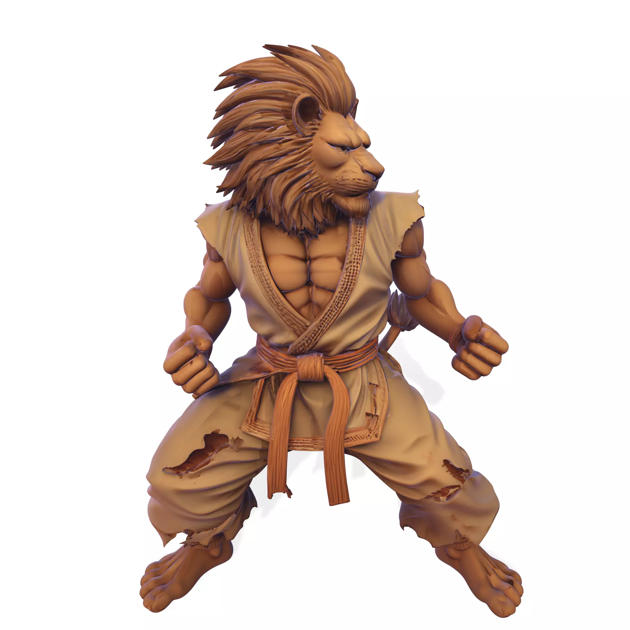 PBR Lion Martial Artist 3D Model 3D print model
