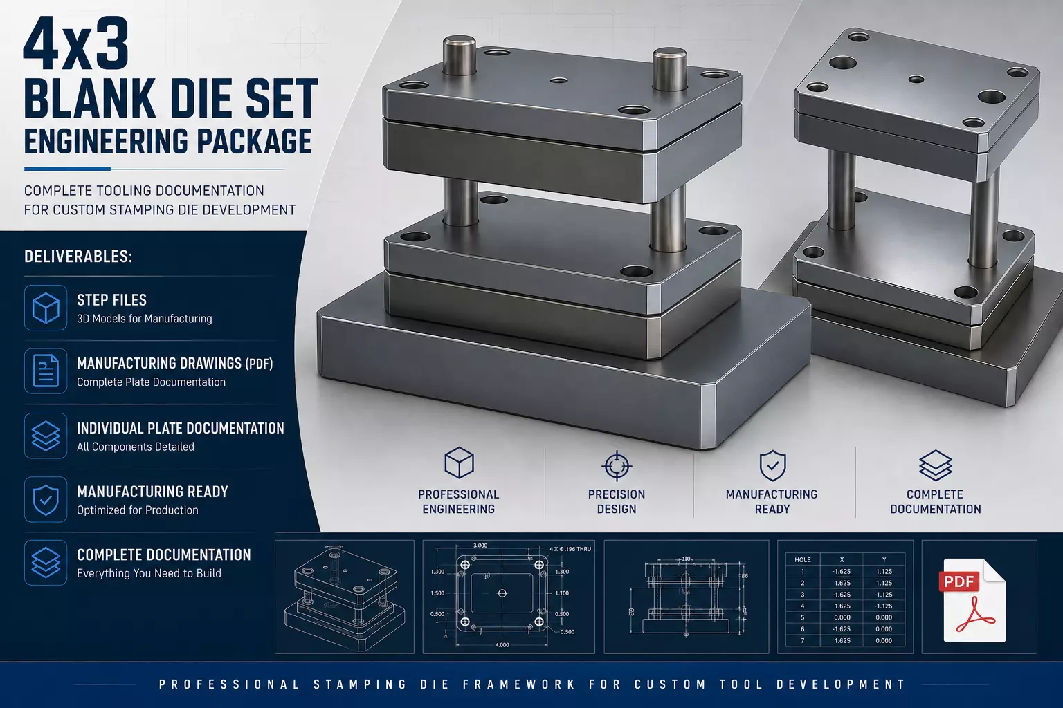 4x3 Blank Die Set Engineering Package 3D model