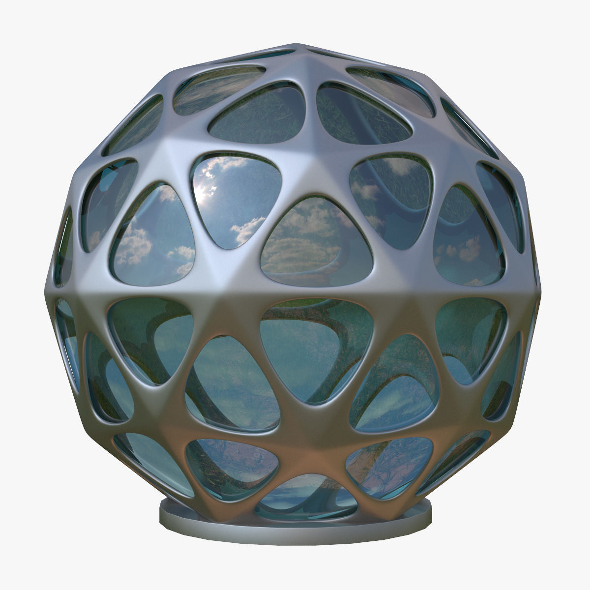 Geodesic Dome Building 1 3D model_0