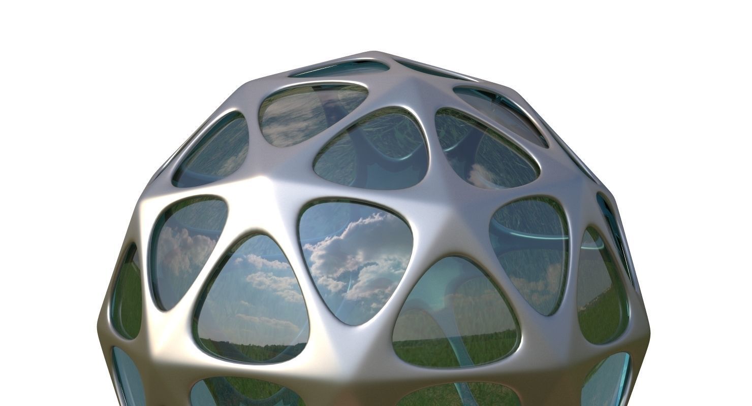 Geodesic Dome Building 1 3D model_2