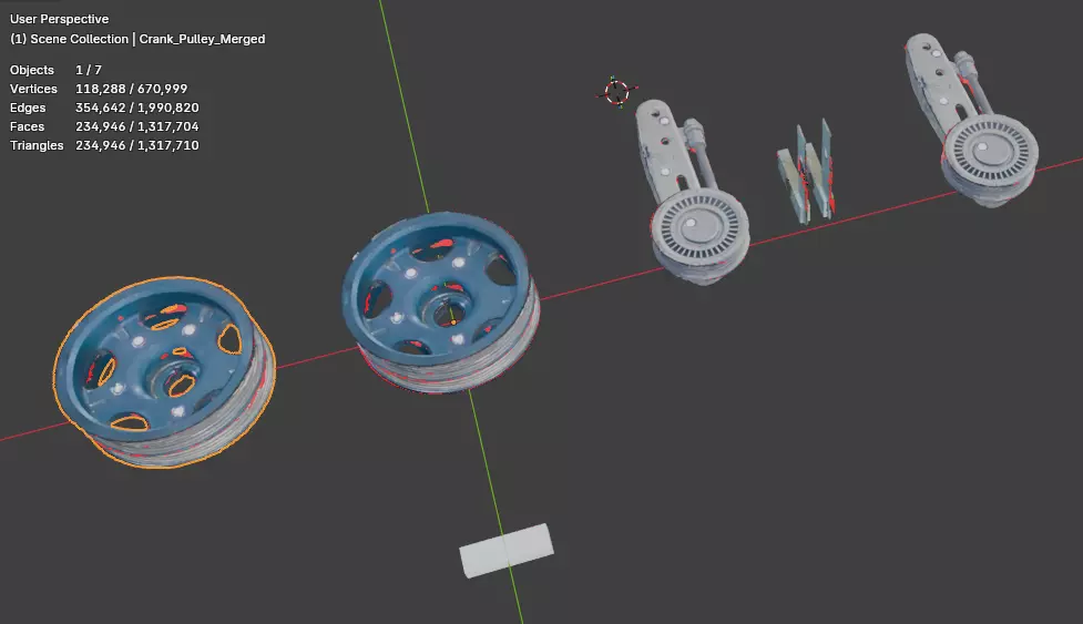 Subaru EJ AC Belt Tensioner and Aftermarket Crank Pulley 3D model