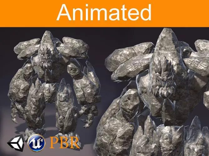 RPG Golem Low-poly 3D model_0