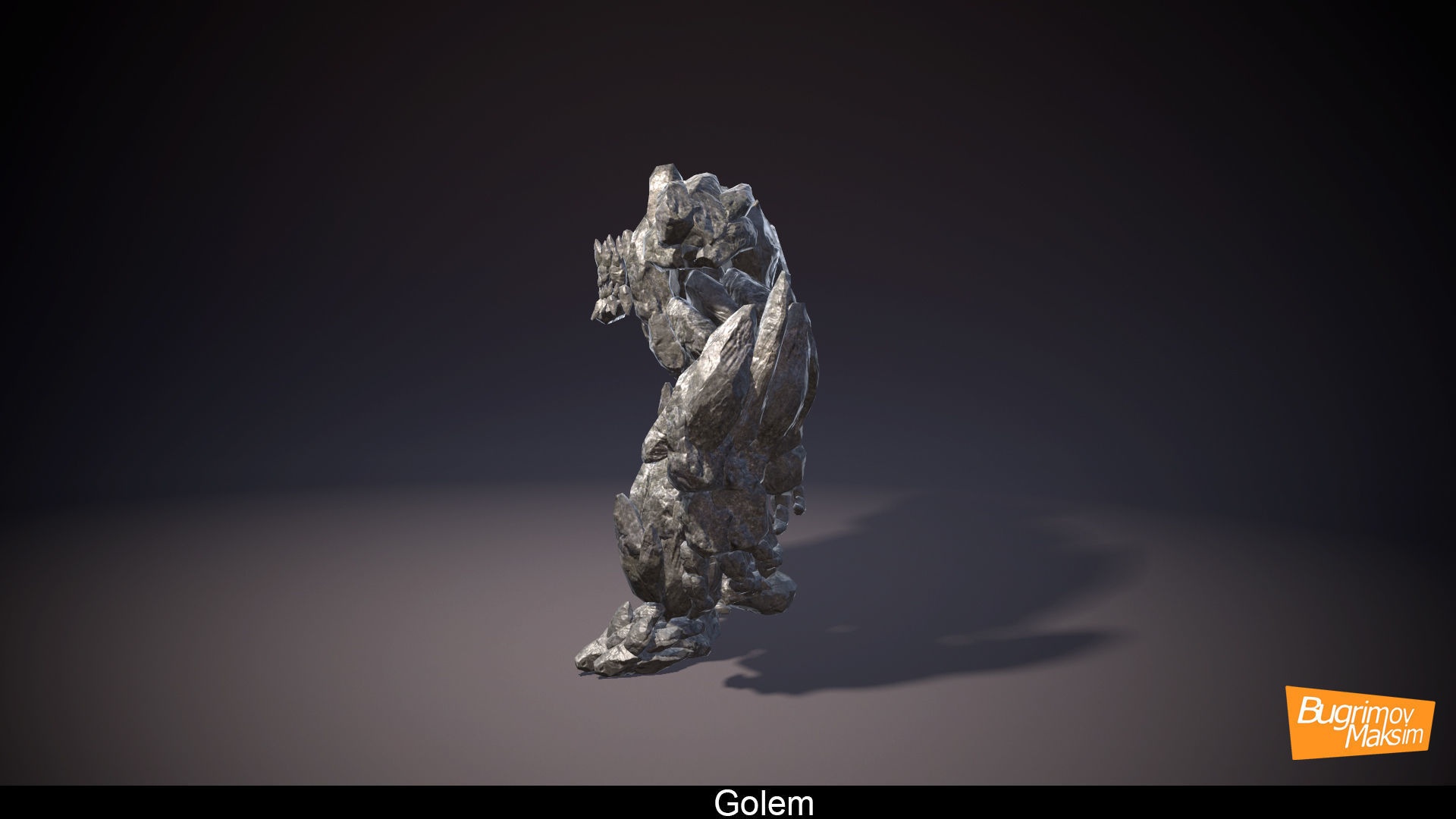 RPG Golem Low-poly 3D model_3