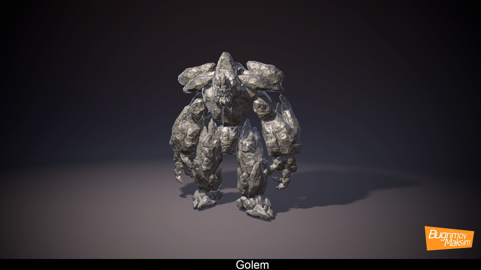 RPG Golem Low-poly 3D model_2