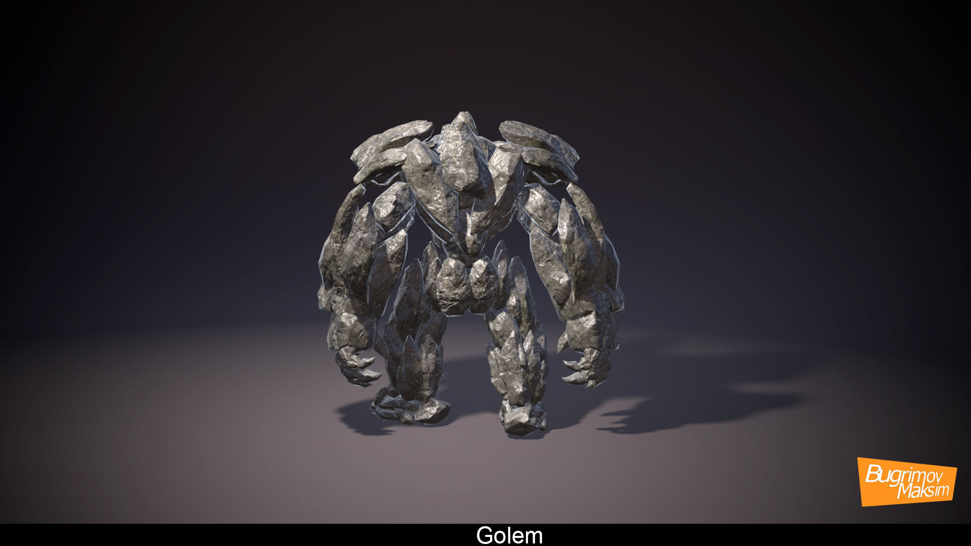 RPG Golem Low-poly 3D model_4