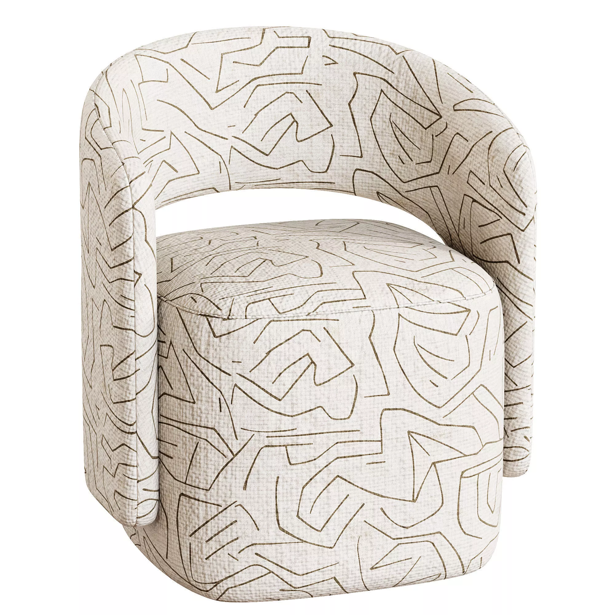 Upholstered Dining Chair Low-poly 3D model
