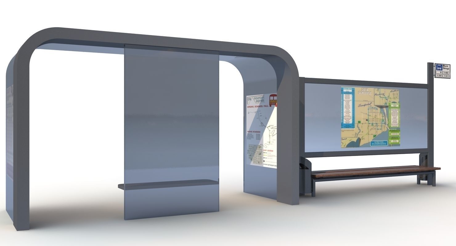 2 Bus Stops 1 3D model_2