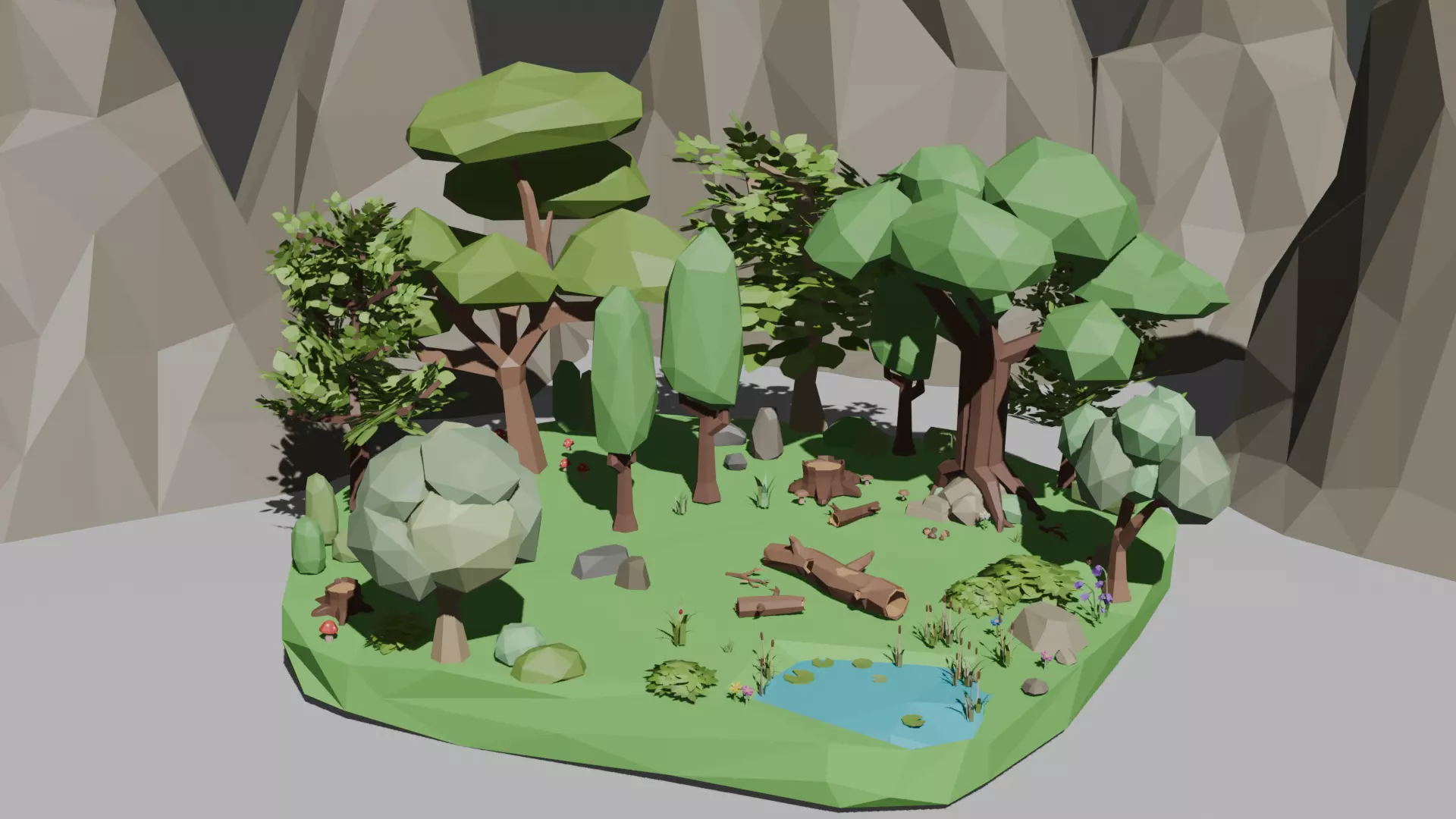 Stylized Low-Poly Nature Pack Low-poly 3D model