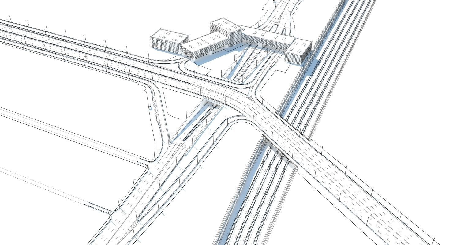 Highway Road Junction 3D model_8