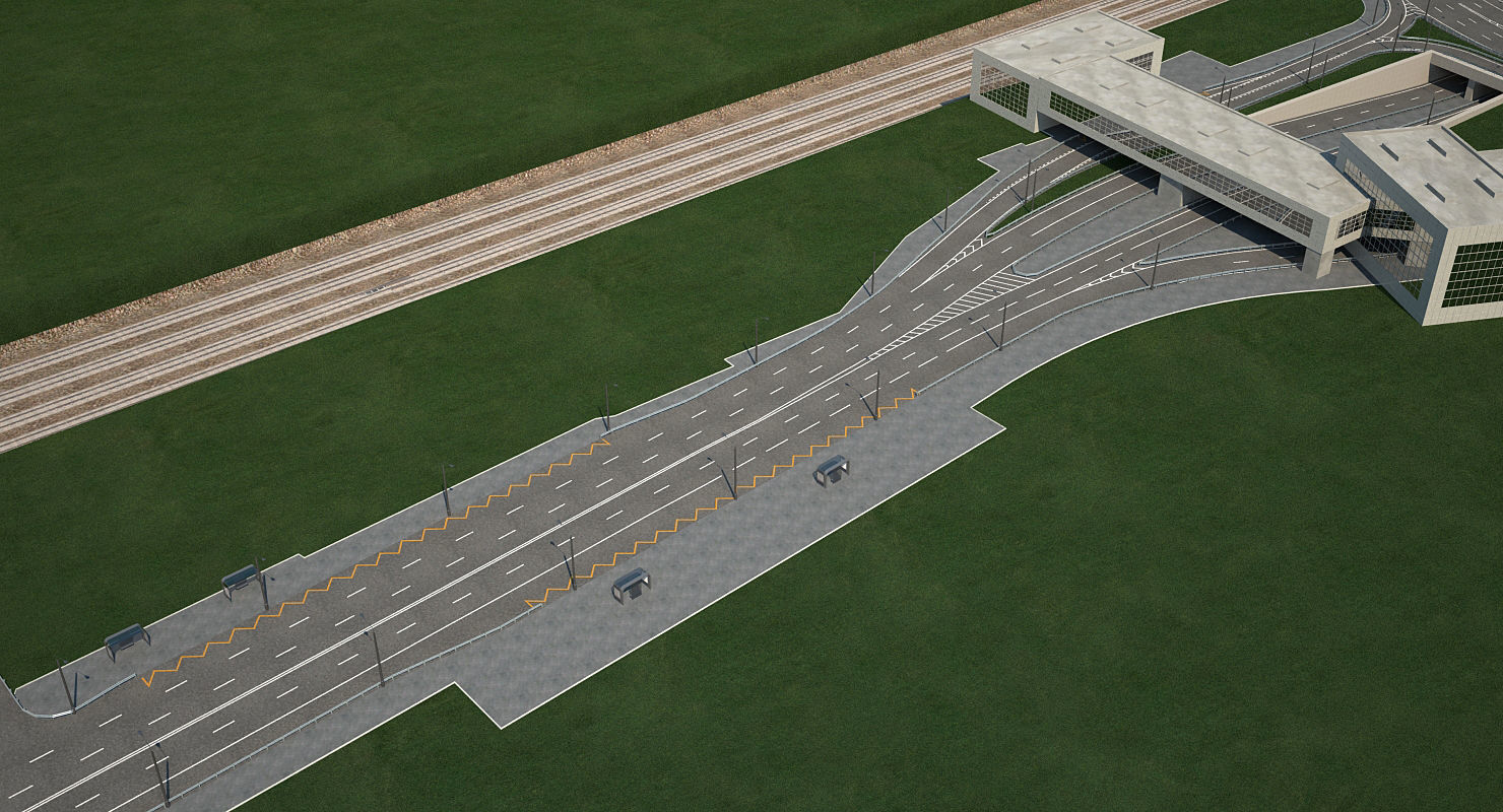 Highway Road Junction 3D model_4
