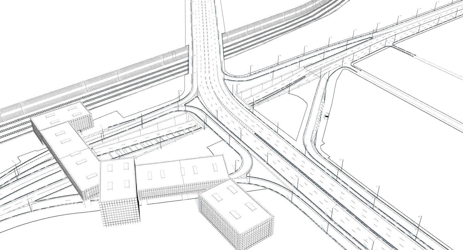 Highway Road Junction 3D model_7