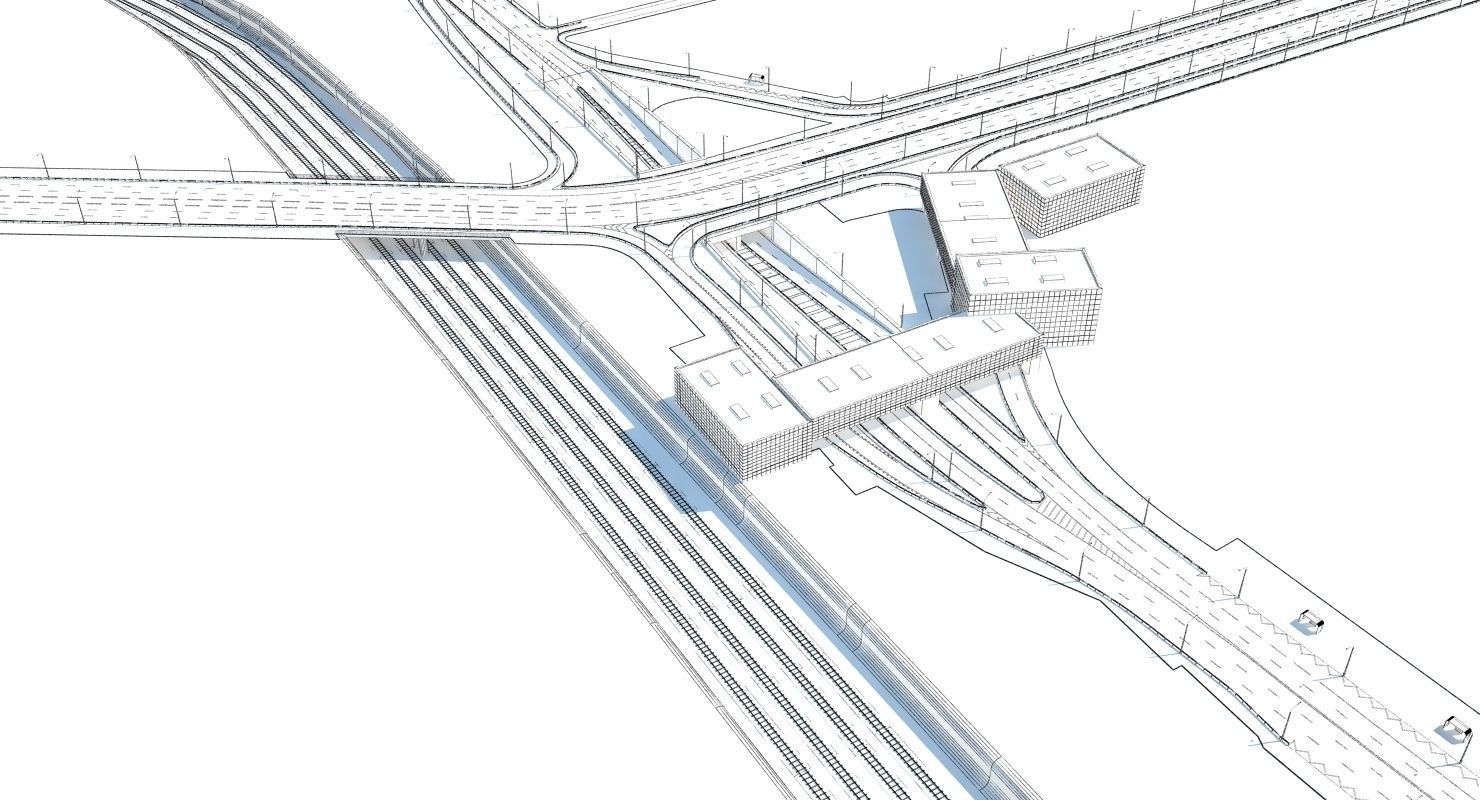 Highway Road Junction 3D model_9