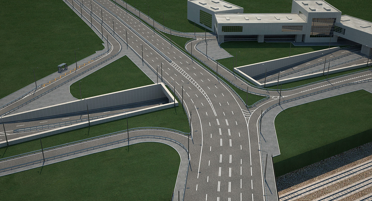 Highway Road Junction 3D model_6