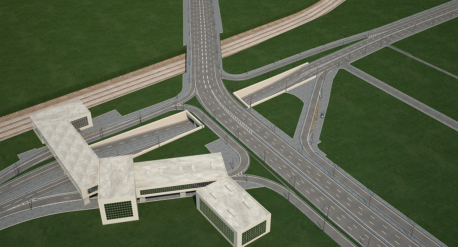 Highway Road Junction 3D model_3
