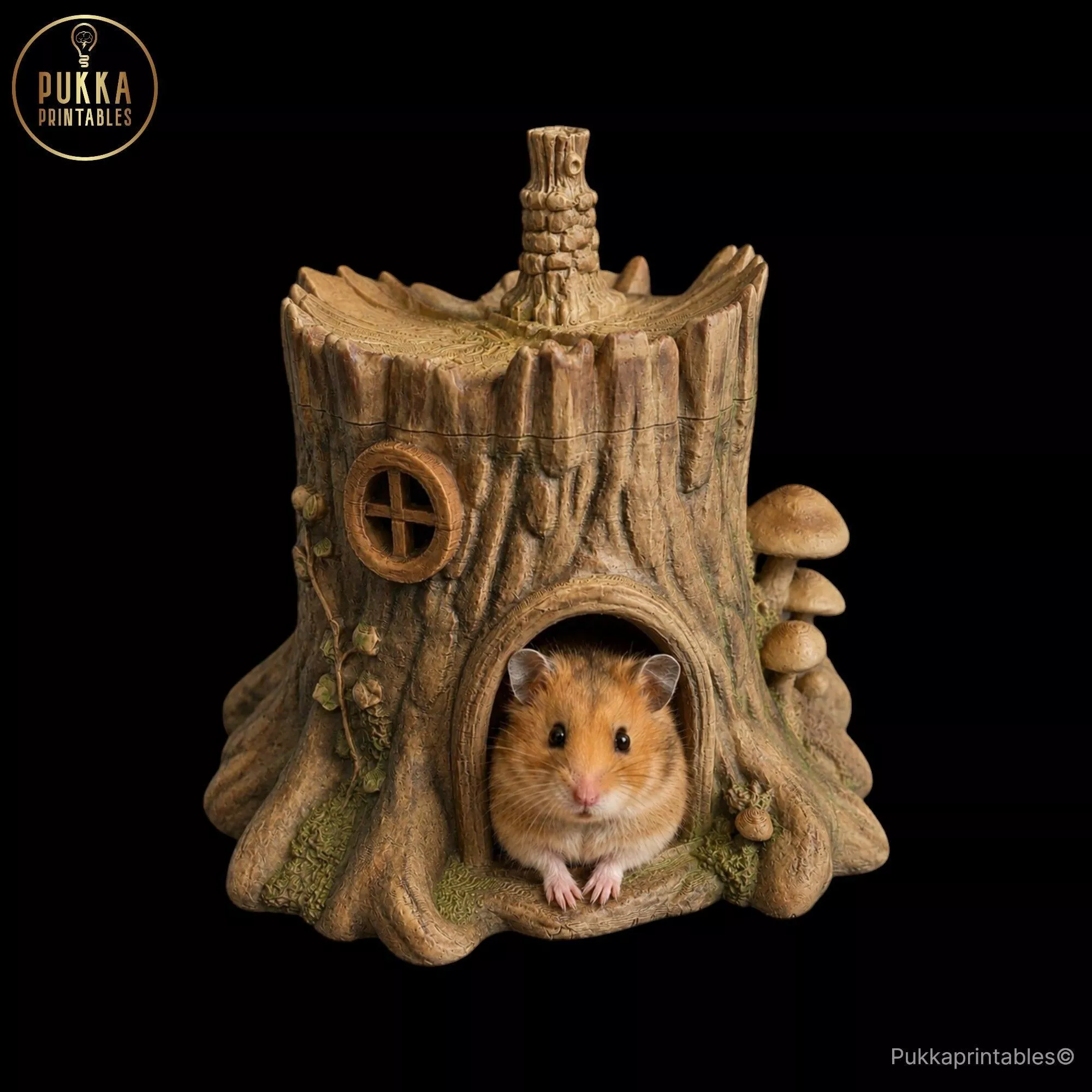 Tree Stump Hamster House STL Printable Pet Shelter 3D print model
