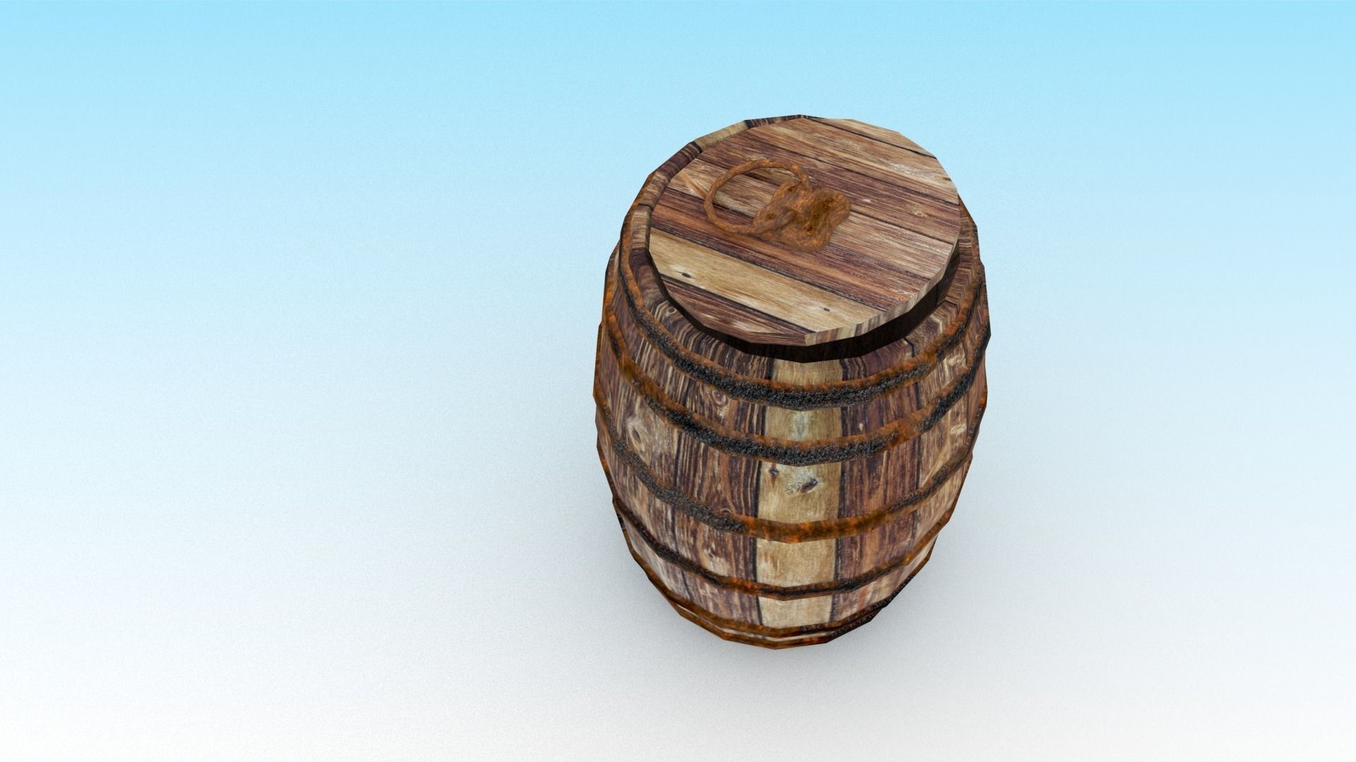 Wooden barrel 3 Low-poly 3D model_1