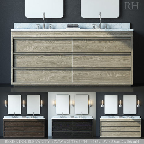 RH BEZIER DOUBLE VANITY 3D model