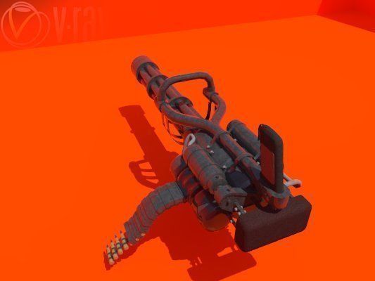 minigun grenade launcher Low-poly 3D model