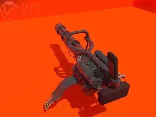minigun grenade launcher Low-poly 3D model